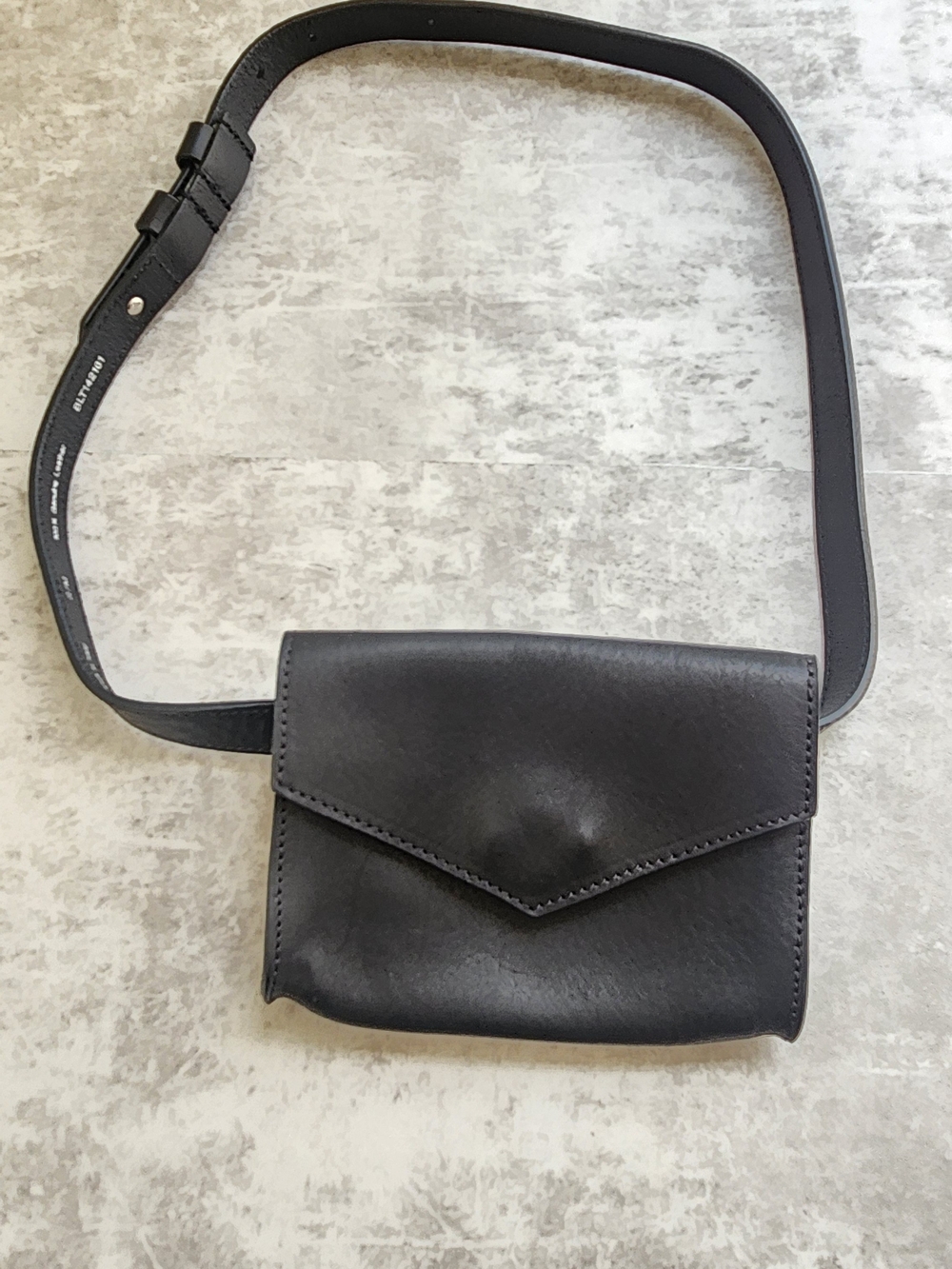 J. Jill Womens  Leather Belt Bag S/M Black Minimalist Classic